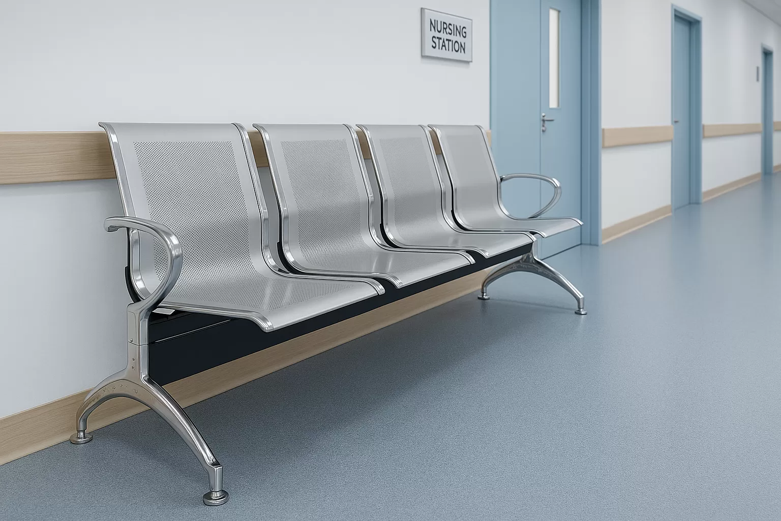 Longarina Aeroporto Charm 2 Lugares - Metálica Cromada | sem Estofado