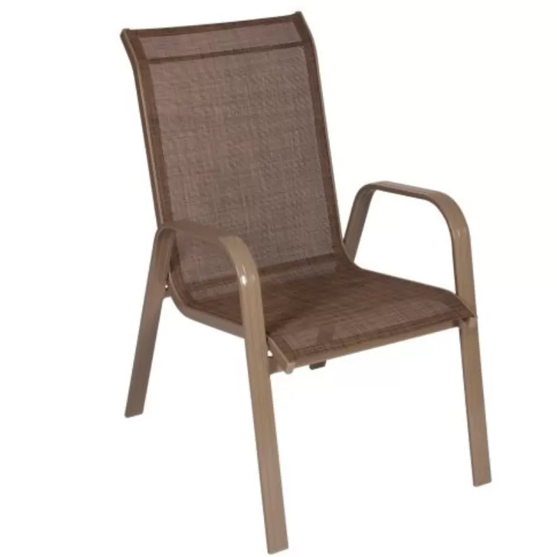 Cadeira para Piscina Summer Mestra - Alumínio Champagne, Tela Sling Champagne | Empilhável