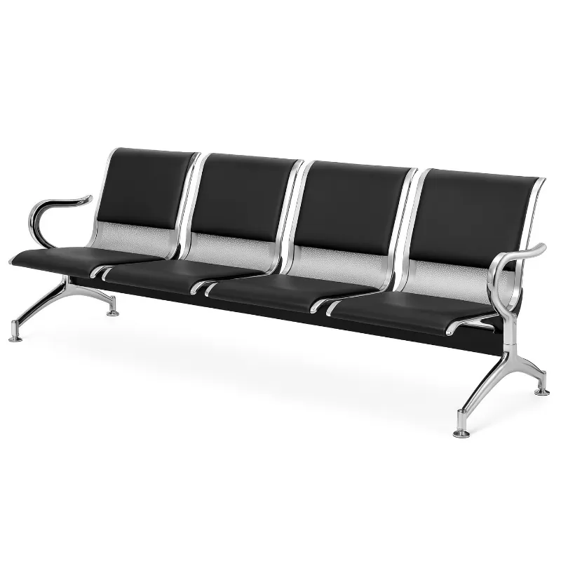 Longarina Aeroporto Charm 4 Lugares - Metálica Cromada | Estofada