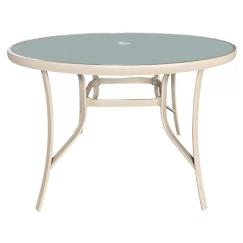 Mesa Para Piscina Summer - Alumínio Fendi, Com Tampo De Vidro Jateado | ø 105 Cm * Mesa Redonda