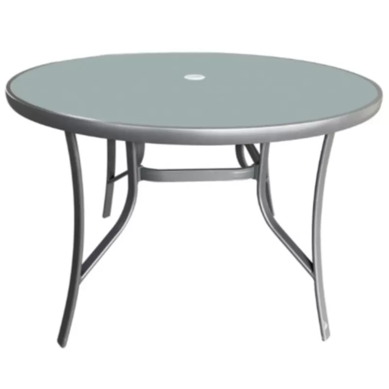 Mesa Para Piscina Summer - Alumínio Cinza, Com Tampo De Vidro Jateado | ø 105 Cm * Mesa Redonda