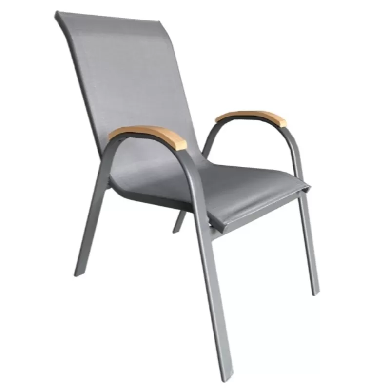 Cadeira Para Piscina Summer - Alumínio Cinza, Tela Sling Cinza | Empilhável